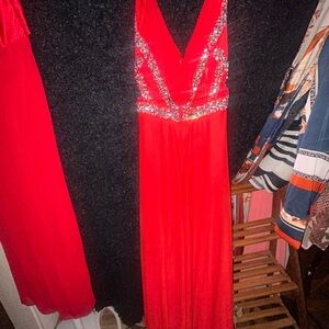 Sequin Hearts Red Dress with Silver Details